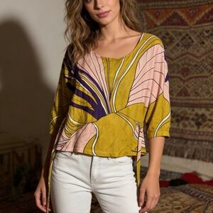 Anthropologie Moth Batwing Wrap Tunic Sweater Top Belted Boho Knit Size M